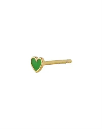 Petit Love Heart Enamel Ørering - Grass Green/Guldfarvet 